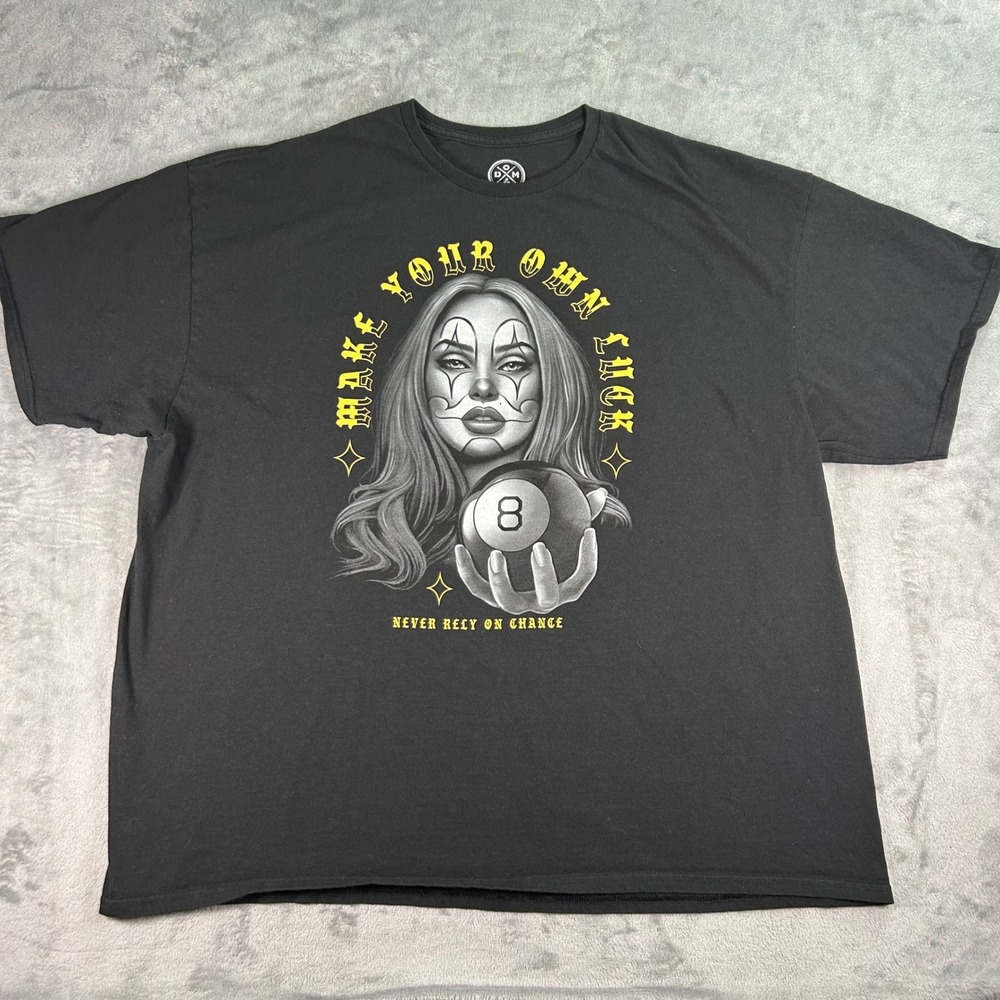 DGA Homies Mens 3XL Black Make Your Own Luck 8-Ball Clown Girl Graphic T-Shirt